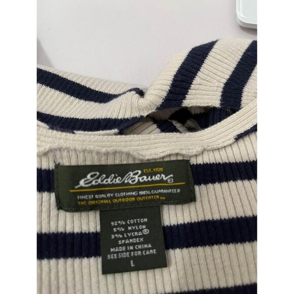 Eddie Bauer Ribbed Striped 3/4 Sleeve Sweater Blouse Size Large - Picture 8 of 8